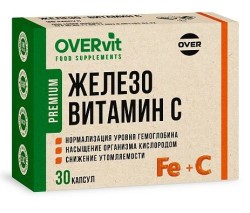 Железо + Витамин С OVERvit БАД 30 шт. капс.