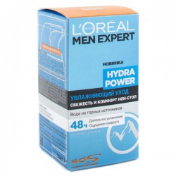 Крем-уход для лица L'Oreal Мен Эксперт Гидра Пауэр увлажняющий уход свежесть и комфорт нон-стоп 50 мл