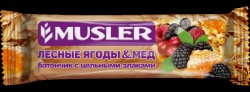 Батончик с цельными злаками, Musler (Мюслер) 30 г лесные ягоды & мед