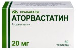 Аторвастатин, таблетки покрытые пленочной оболочкой 20 мг 60 шт