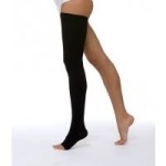 Чулок компрессионный кругловязаный, р. 5 ЧККВ ЦК до бедра 3 класс компрессии с открытым мыском черный
